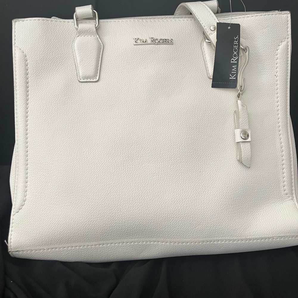 Kim Rogers White Shoulder Bag with Textured Finish
